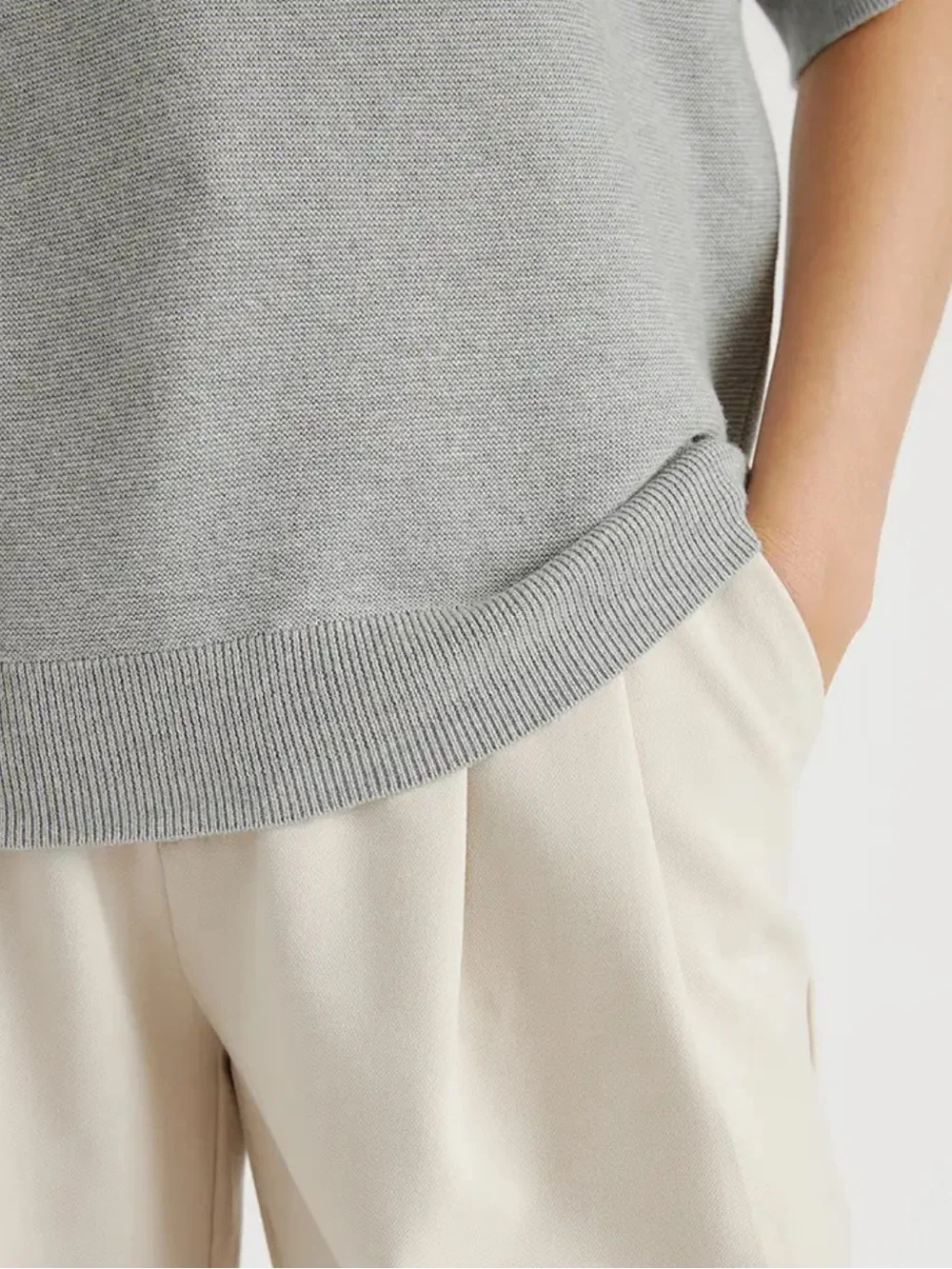 Quince Lightweight Cotton Cashmere Link-Stitch Dolman Heather Grey Sweater NWT S - Picture 6 of 16